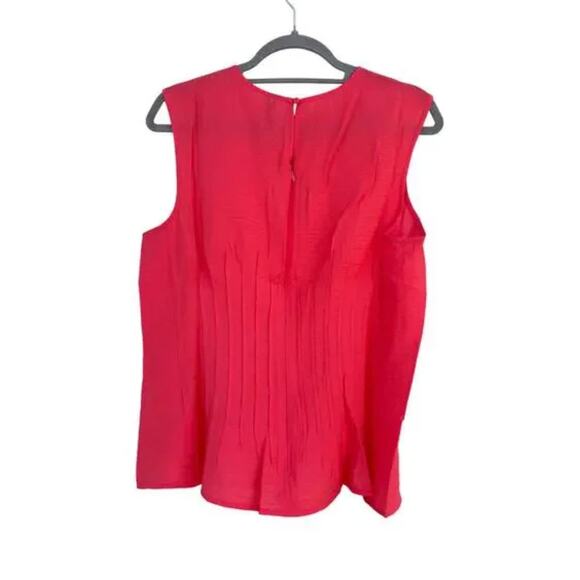 NWT Anthropologie The Della Pleated-Waist‎ Shell Top, Red, Sz L - Picture 2 of 6